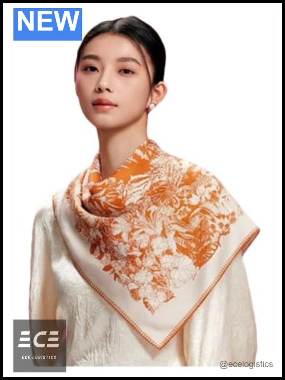 100% Silk Scarf Large 35x35 Twill Hand Rolled Edges Double Sided